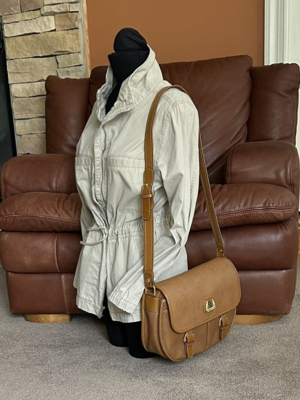 LANCEL Leather Shoulder Bag GM, British Tan - Picture 9 of 15